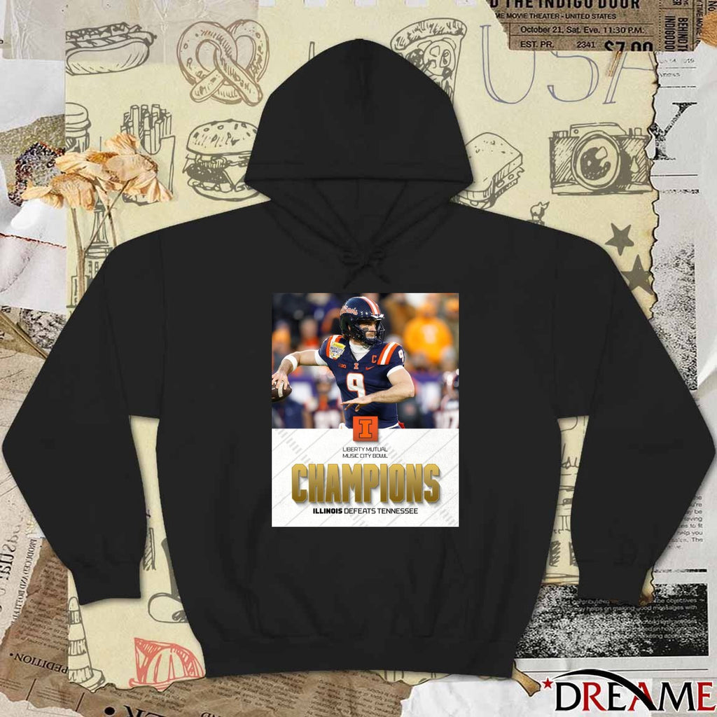2025 Liberty Mutual Music City Bowl Illinois defeated Tennessee Champions Poster t-shirt