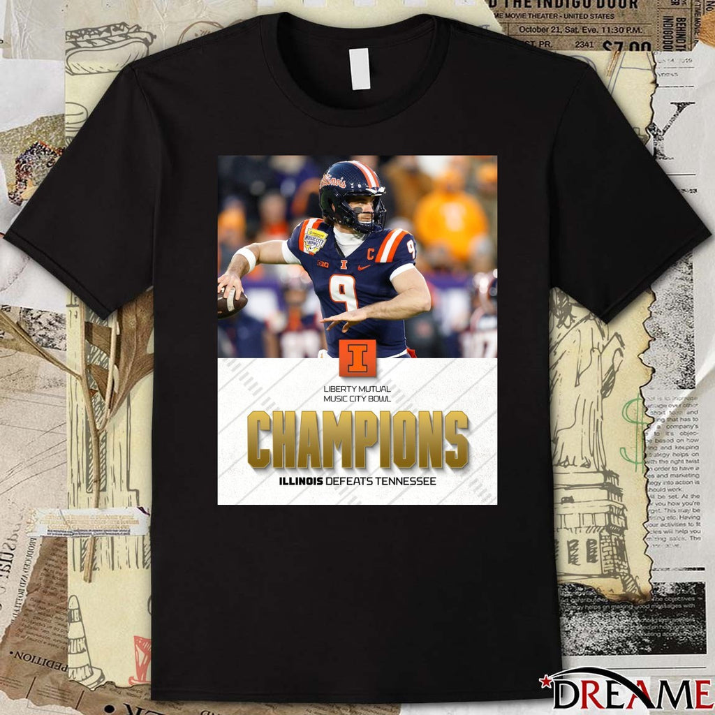 2025 Liberty Mutual Music City Bowl Illinois defeated Tennessee Champions Poster t-shirt