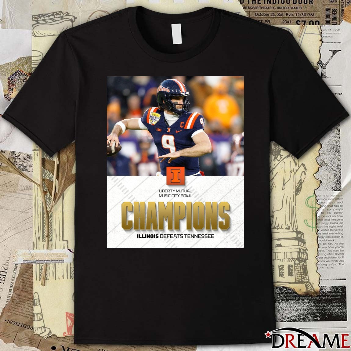2025 Liberty Mutual Music City Bowl Illinois defeated Tennessee Champions Poster t-shirt