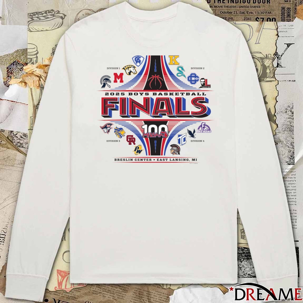 2025 MHSAA Boys Basketball Finals 100 Breslin Center East Lansing MI Logos t-shirt