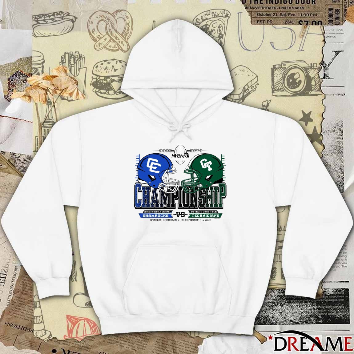2025 MHSAA Football D1 Championship Shamrocks vs Technicians Ford Field Detroit MI t-shirt