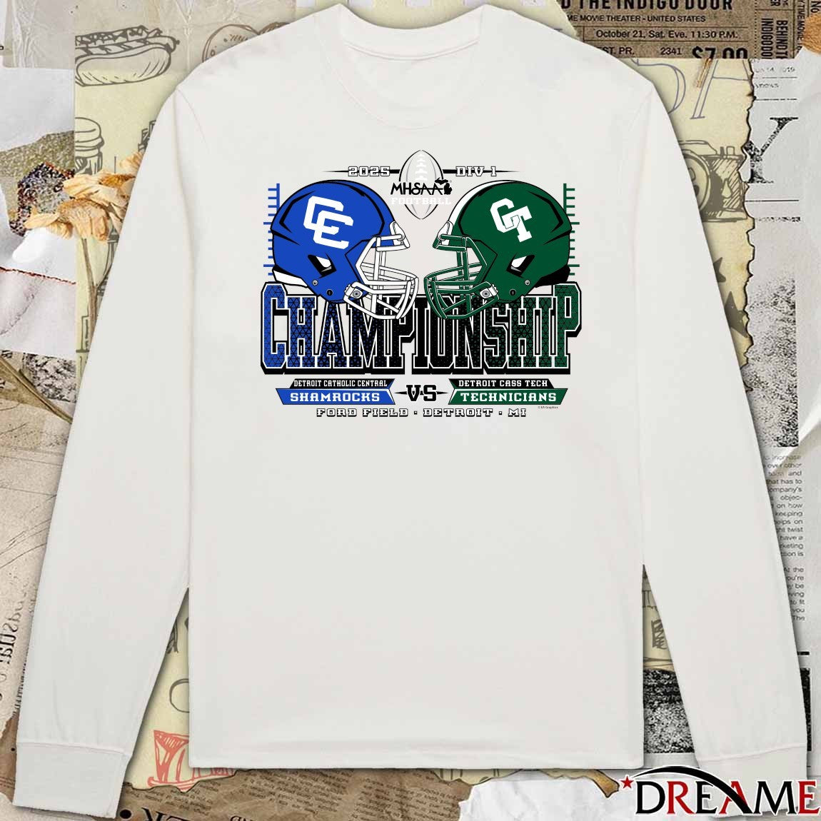 2025 MHSAA Football D1 Championship Shamrocks vs Technicians Ford Field Detroit MI t-shirt