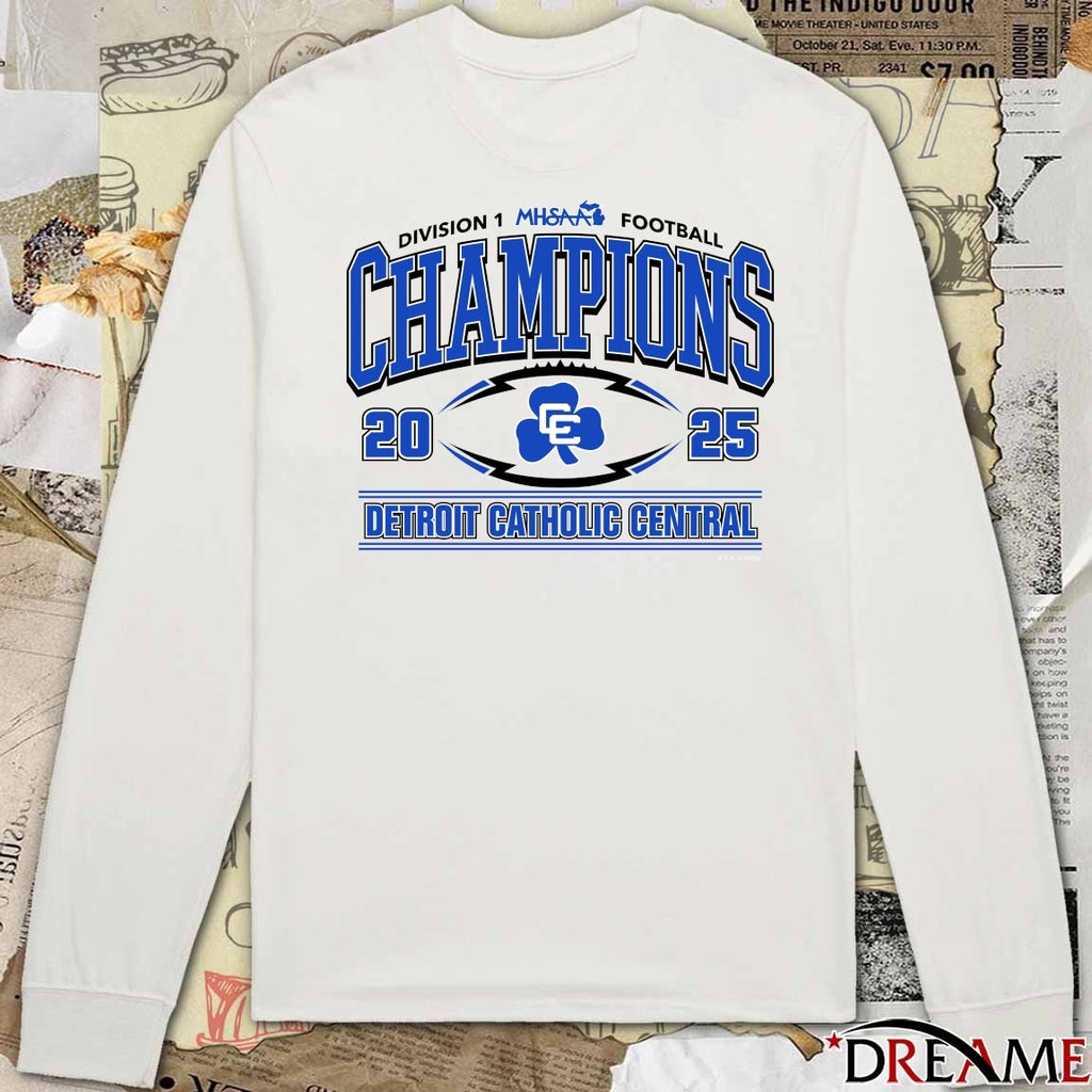 2025 MHSAA Football Division 1 Champions Detroit Catholic Central Logo t-shirt