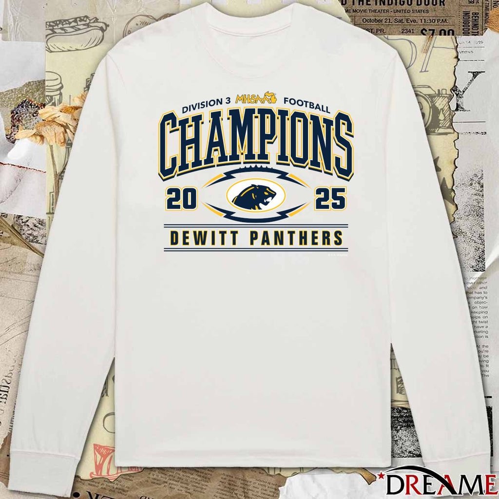 2025 MHSAA Football Division 3 Champions DeWitt Panthers Logo t-shirt
