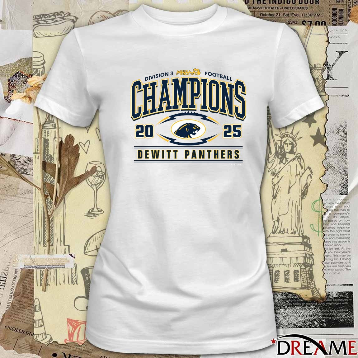 2025 MHSAA Football Division 3 Champions DeWitt Panthers Logo t-shirt