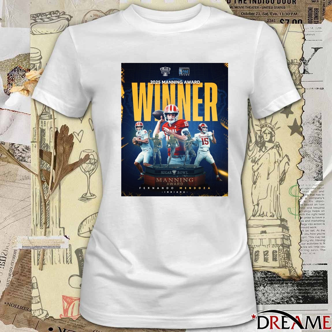 2025 Manning Award Winner Sugar Bowl Fernando Mendoza Indiana Poster t-shirt