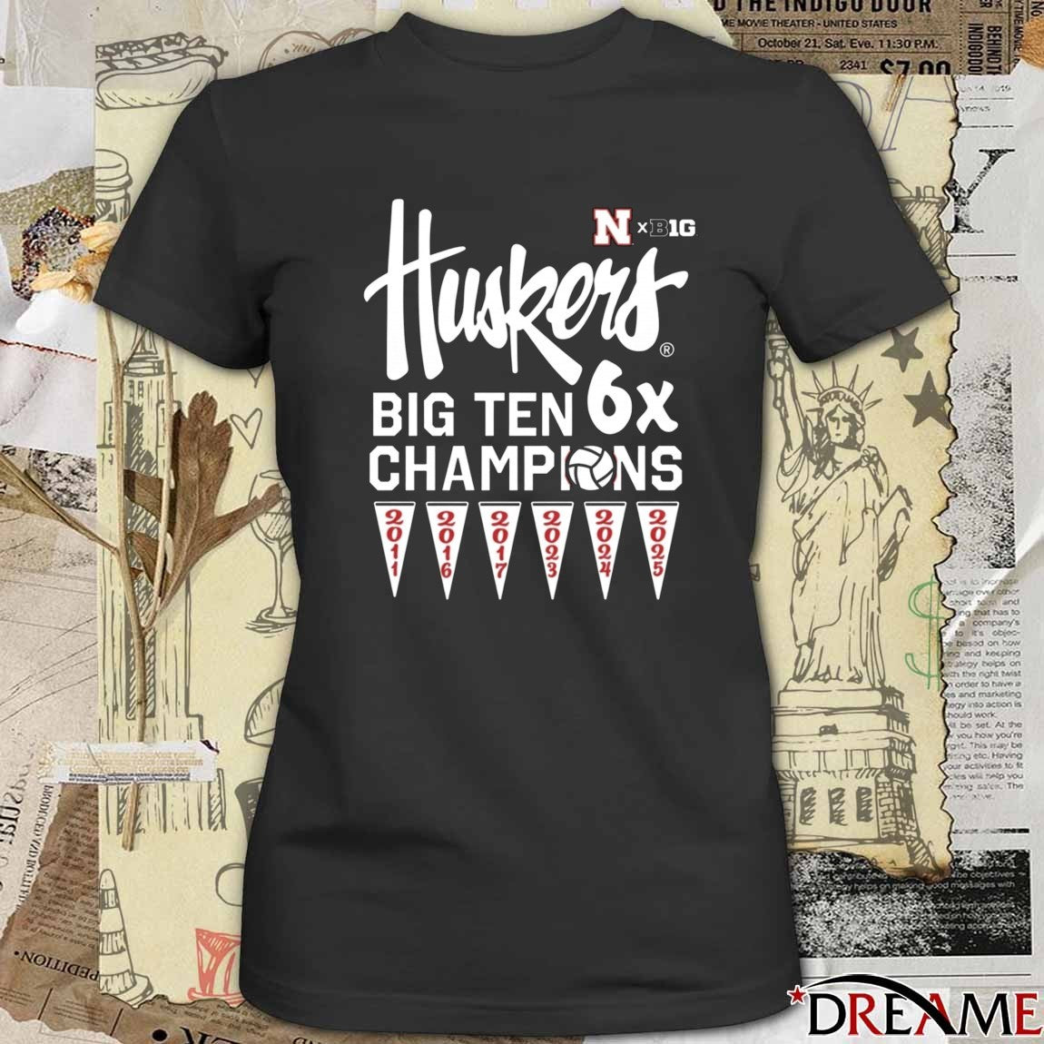 2025 Men’s Nebraska Cornhuskers Red Summit Sportswear Big Ten 6x Volleyball Champions t-shirt