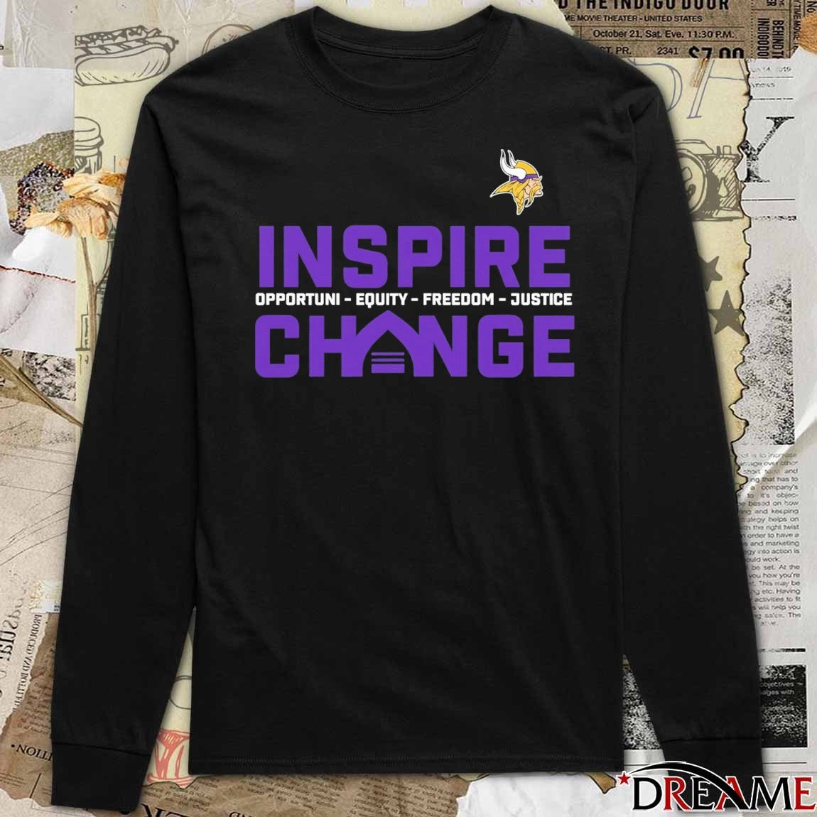 2025 Minnesota Vikings Inspire Change Opportunity Equity Freedom Justice t-shirt