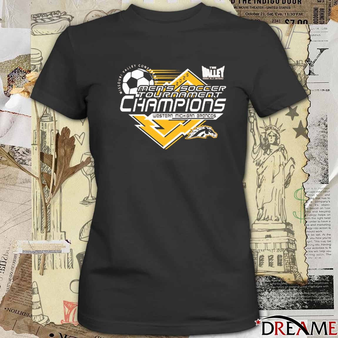 2025 Missouri Valley Conference Men’s Soccer Tournament Champions Western Michigan Broncos t-shirt