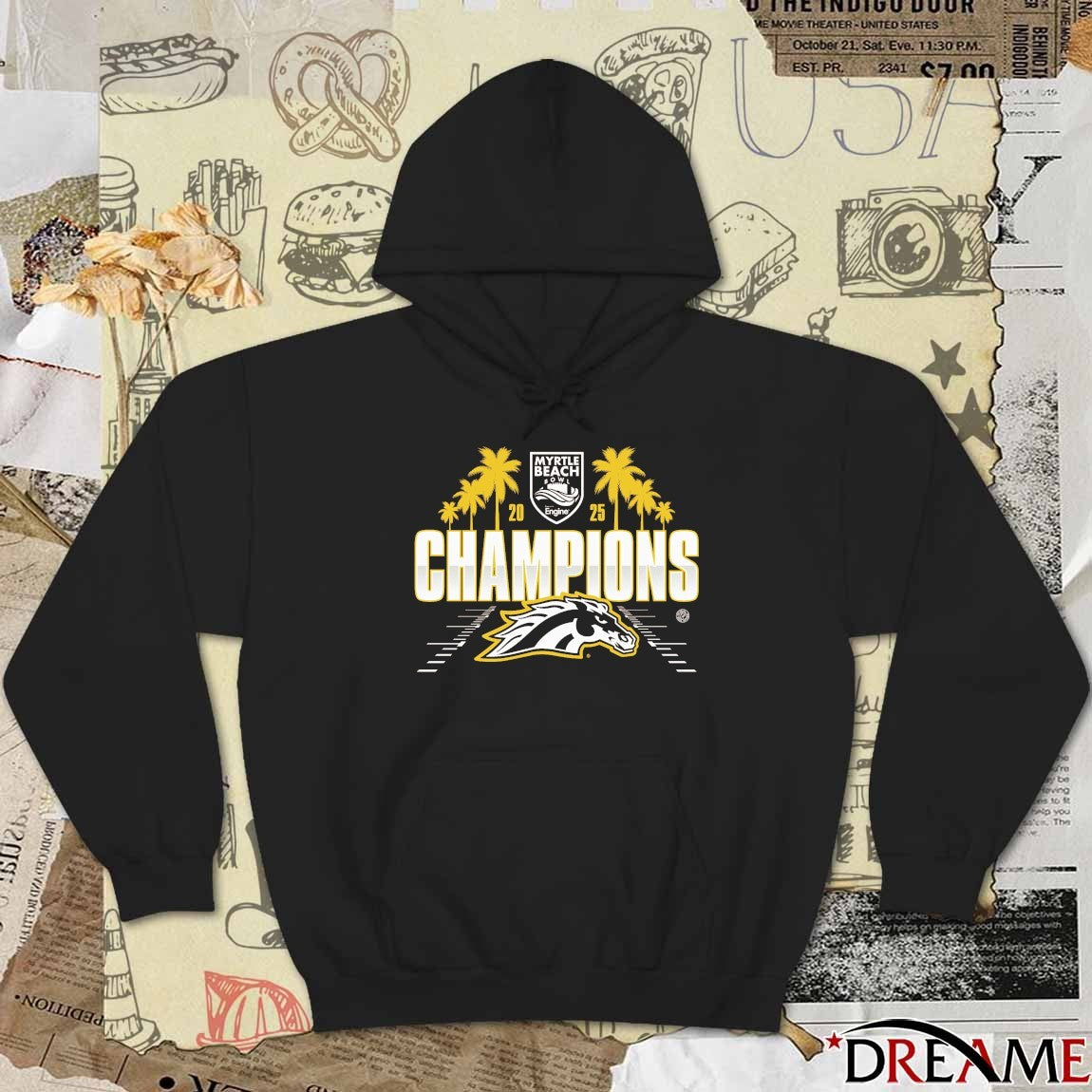 2025 Myrtle Beach Bowl presented by Engine Western Michigan Broncos Football Champions Logos t-shirt