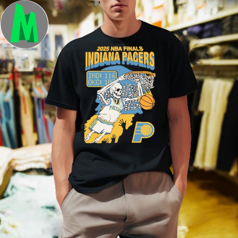 2025 NBA Finals Indiana Pacers Skeleton Basketball Graphic T-Shirt