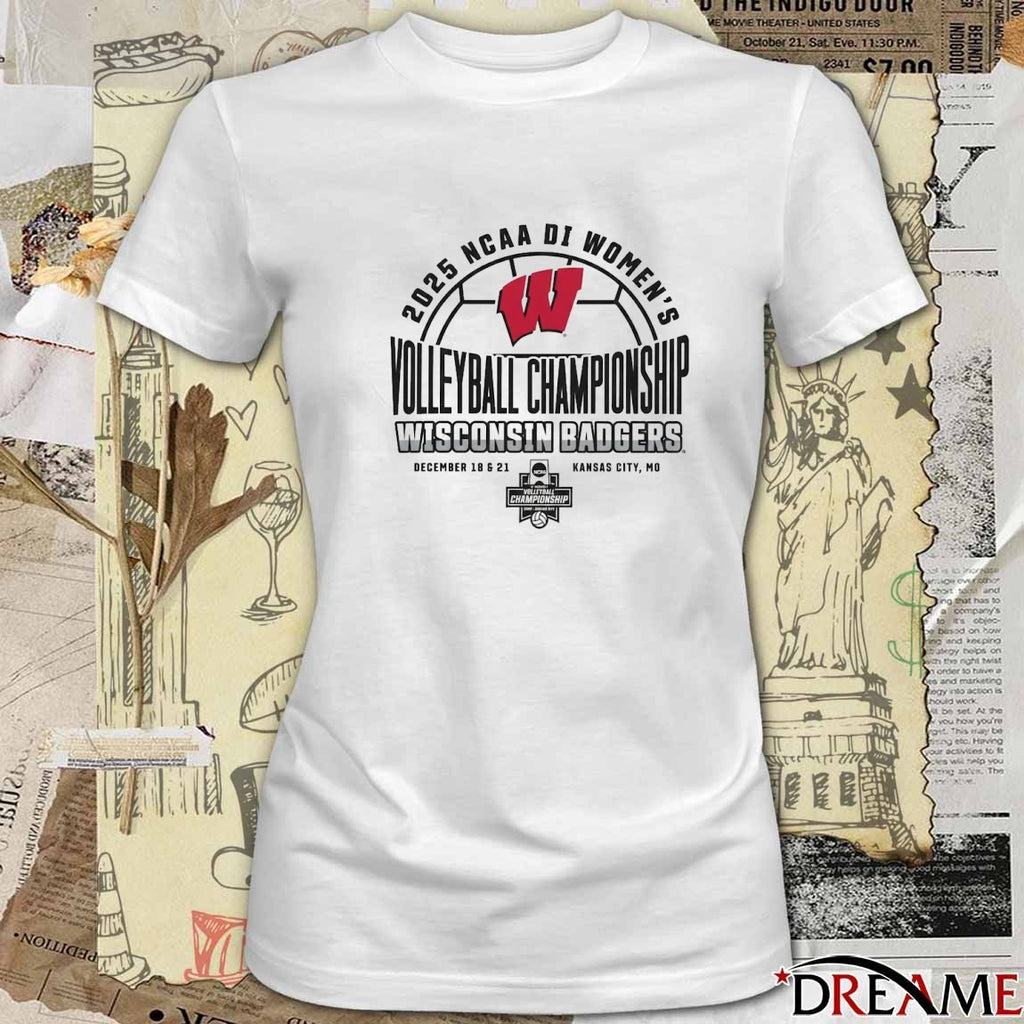 2025 NCAA Division I Kansas City Wisconsin Badgers 2025 Women’s Volleyball Championships December 18 21 t-shirt