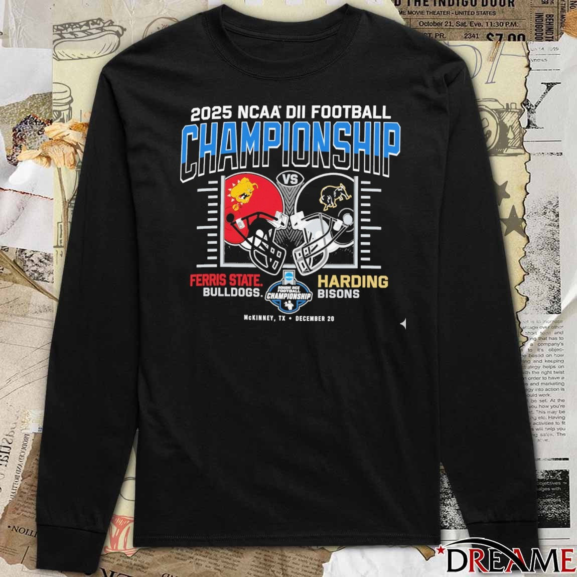 2025 NCAA Division II Football Championship Ferris State Vs Harding 20 December McKinney TX Helmets t-shirt