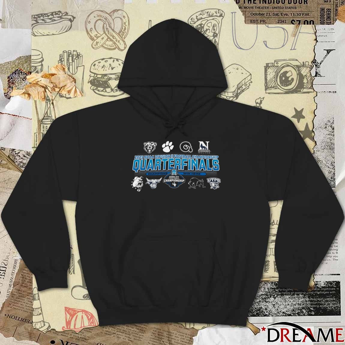 2025 NCAA Division II Football Championship Quarterfinals Champions Win Here Logos t-shirt