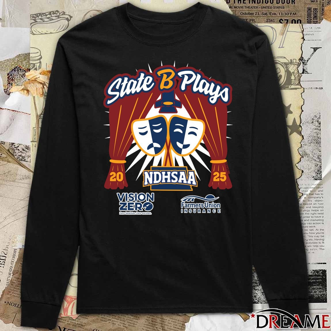 2025 NDHSAA State B Plays Vision Zero Farmers Union Logo t-shirt
