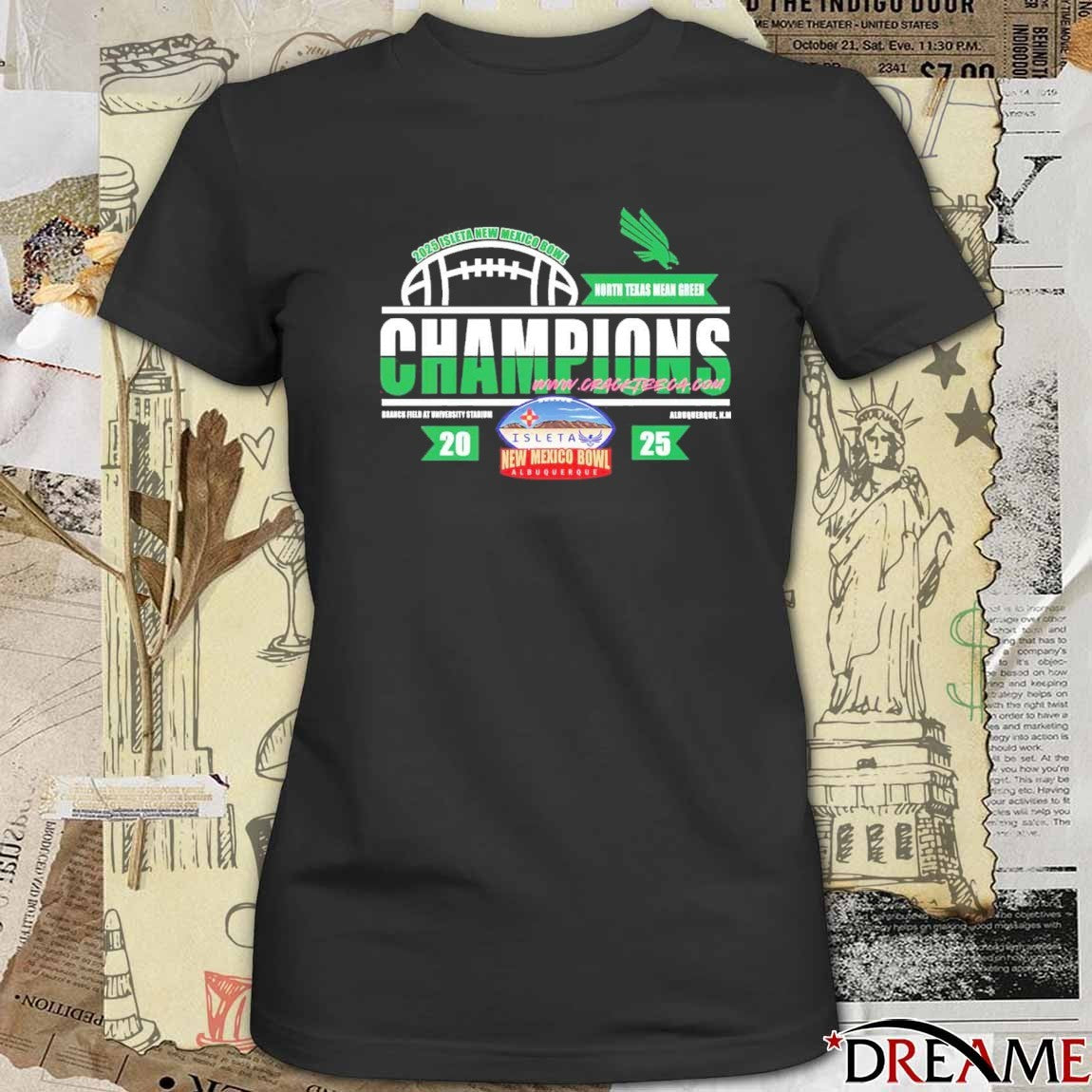 2025 North Texas Mean Green Isleta New Mexico Bowl Champions Ranch Field At University Stadium Albuquerque NM t-shirt