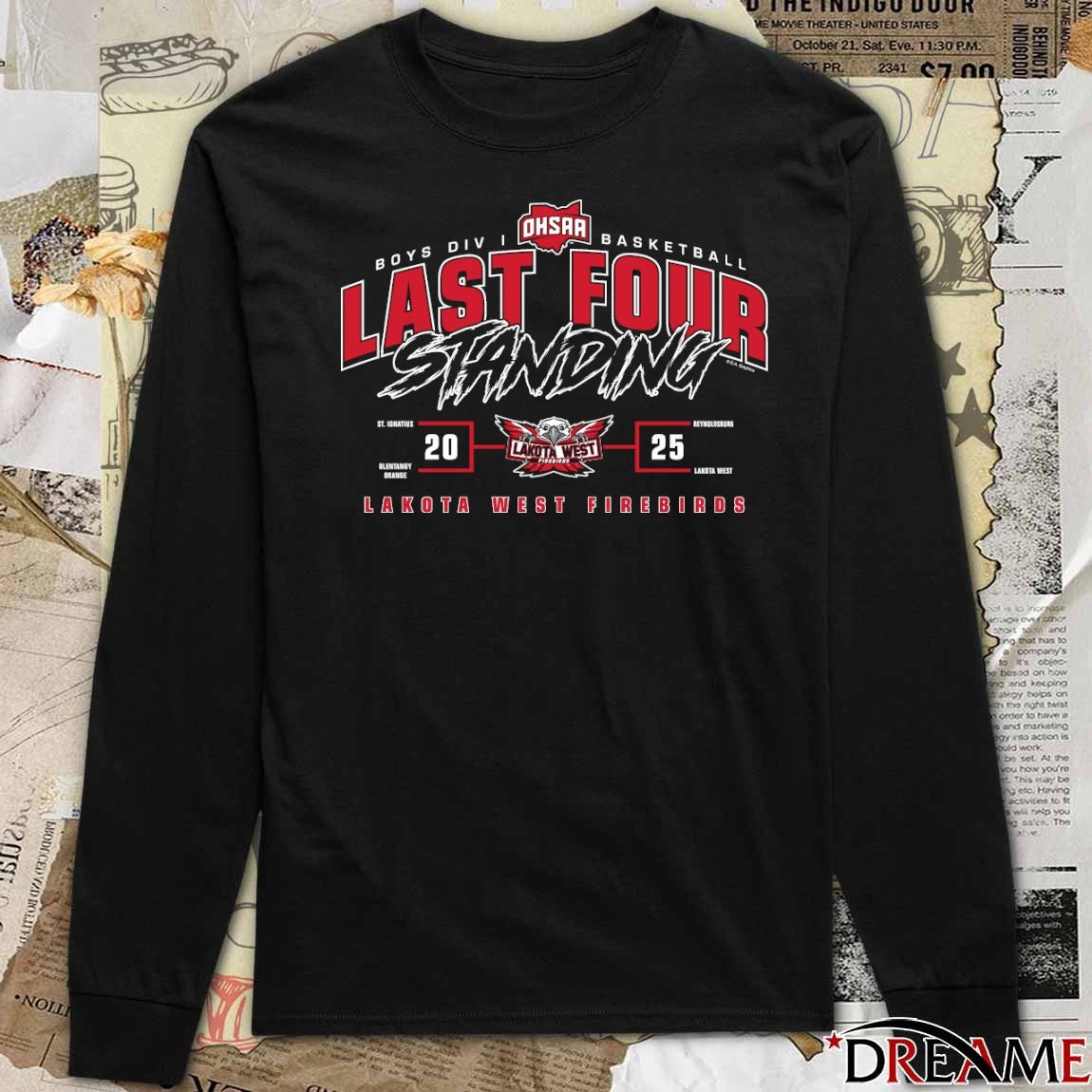 2025 OHSAA Boys Basketball D1 Last Four Standing Lakota West Firebirds Logos t-shirt