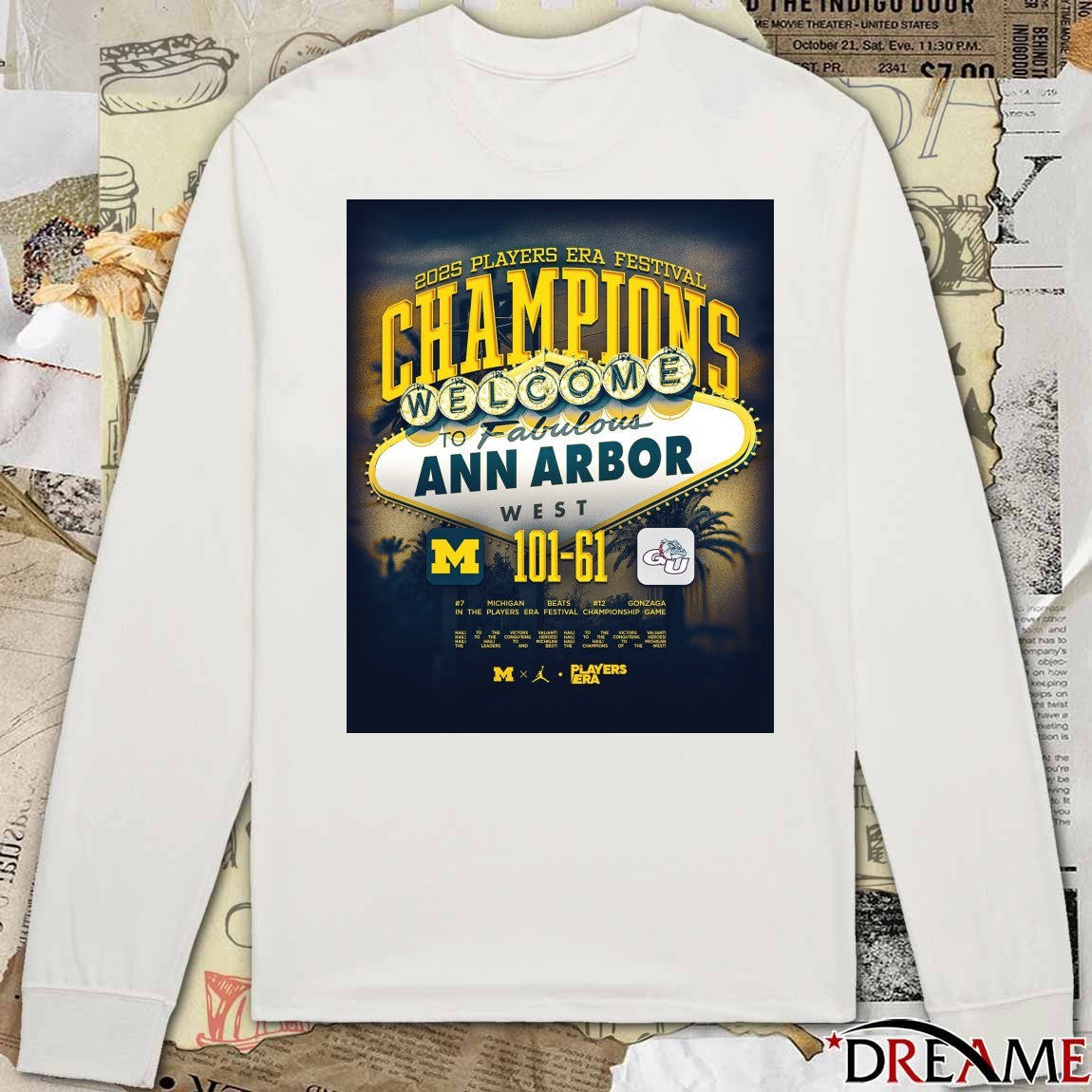2025 Players Era Festival Champions Welcome To Fabulous Ann Arbor West Michigan 101 – 61 Gonzaga Poster t-shirt