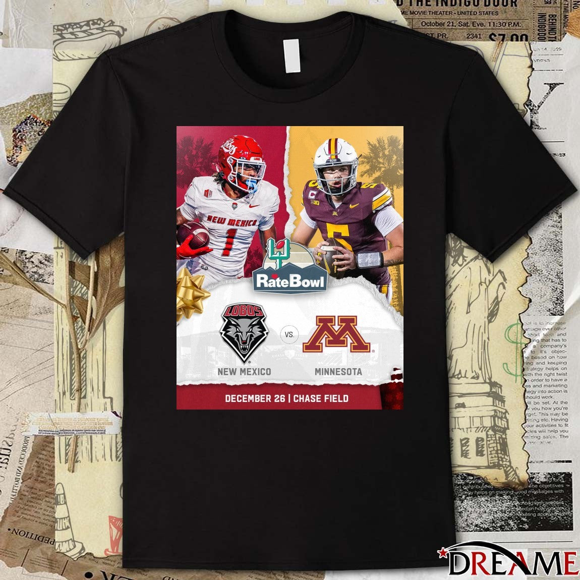 2025 Rate Bowl New Mexico Lobos Vs Minnesota Golden Gophers December 26 Poster t-shirt