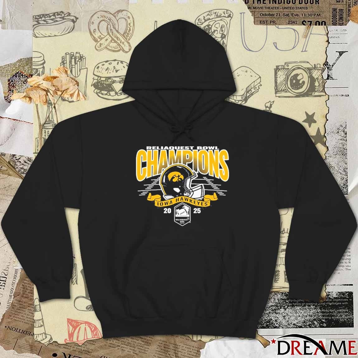 2025 ReliaQuest Bowl Champions Iowa Hawkeyes Helmets football Logos t-shirt