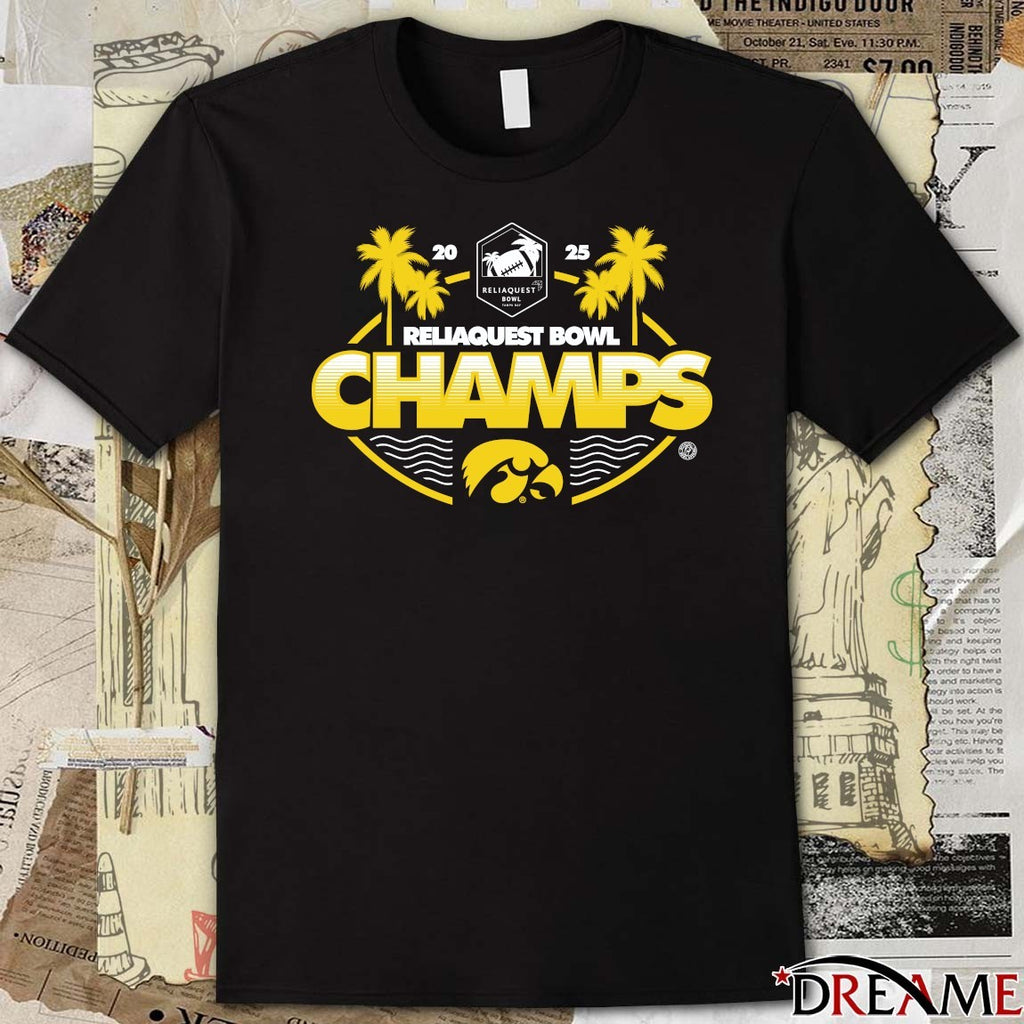 2025 ReliaQuest Bowl Champions Iowa Hawkeyes football – Champs – Logos t-shirt