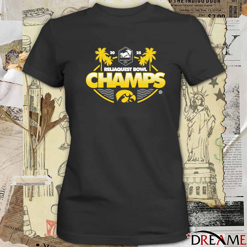 2025 ReliaQuest Bowl Champions Iowa Hawkeyes football – Champs – Logos t-shirt