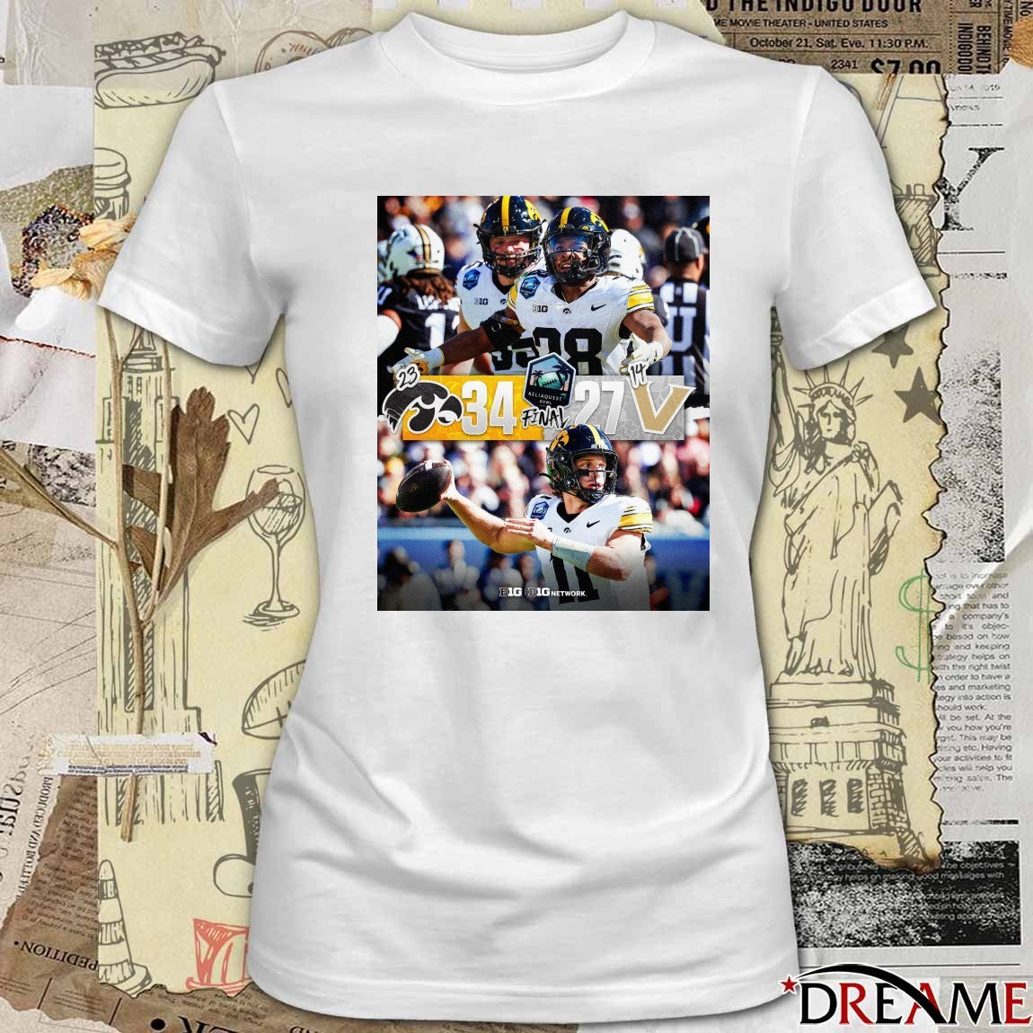 2025 ReliaQuest Bowl Iowa Hawkeyes Vs Vanderbilt Commodores Final Score 34 – 27 Poster t-shirt