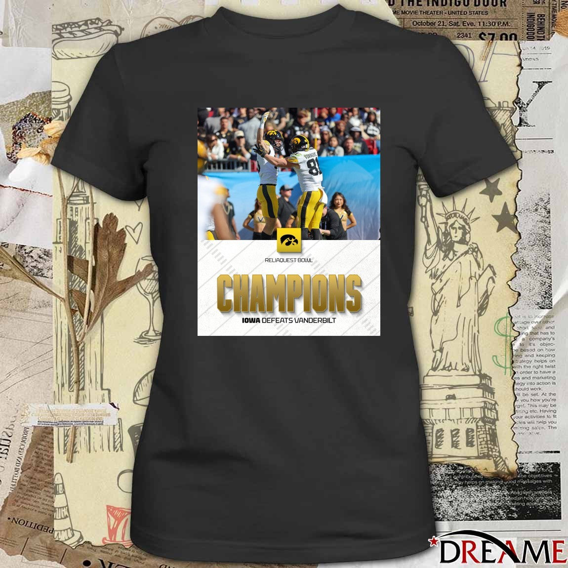 2025 Reliaquest Bowl Champions Iowa Hawkeyes Defeats Vanderbilt Poster t-shirt