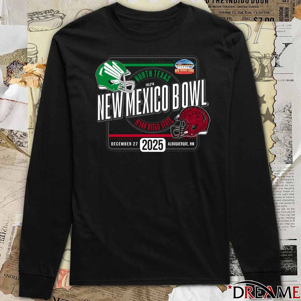 2025 SDSU New Mexico Bowl North Texas vs San Diego State on December 27 2025 At Albuquerque NM Helmets t-shirt