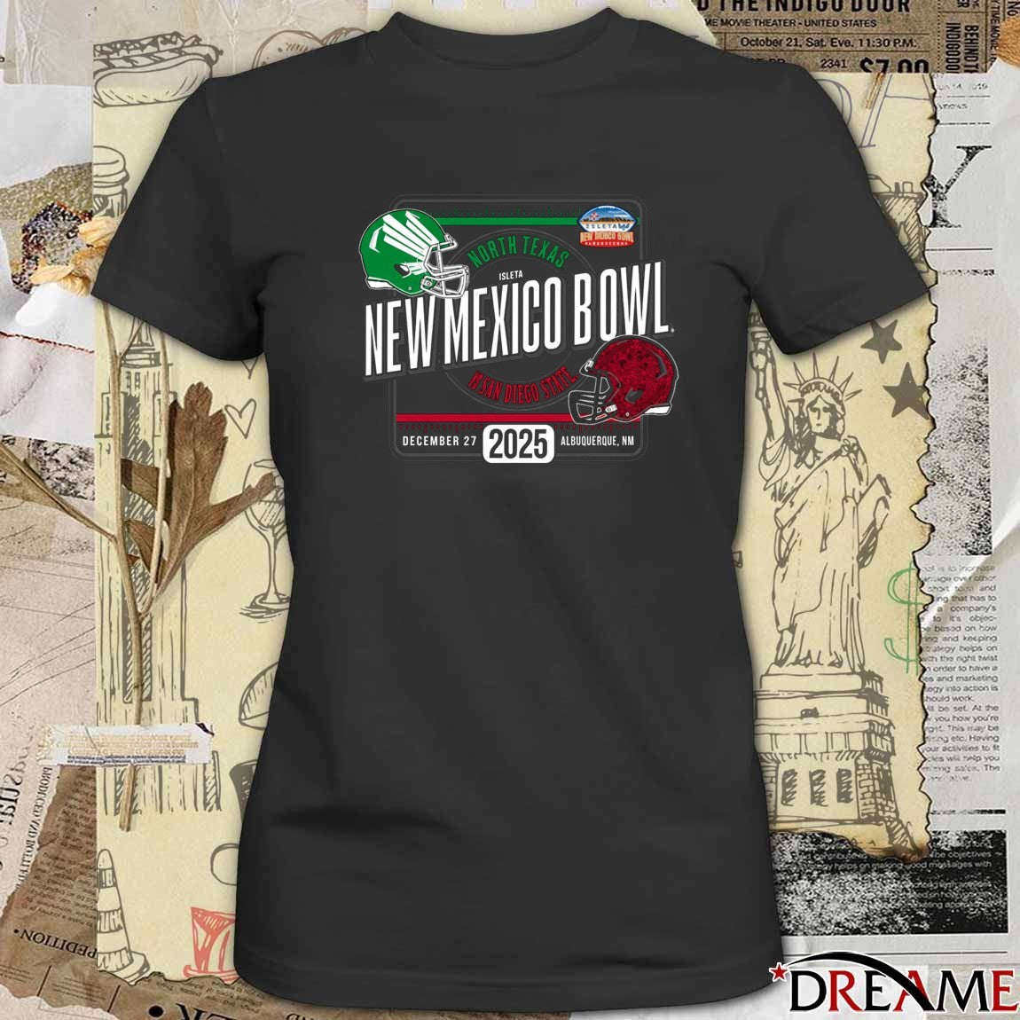 2025 SDSU New Mexico Bowl North Texas vs San Diego State on December 27 2025 At Albuquerque NM Helmets t-shirt