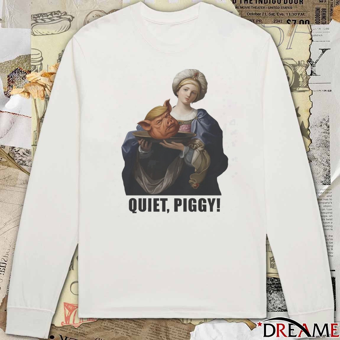 2025 Saint Holding Pig Head Anti Donald Trump Quiet Piggy t-shirt
