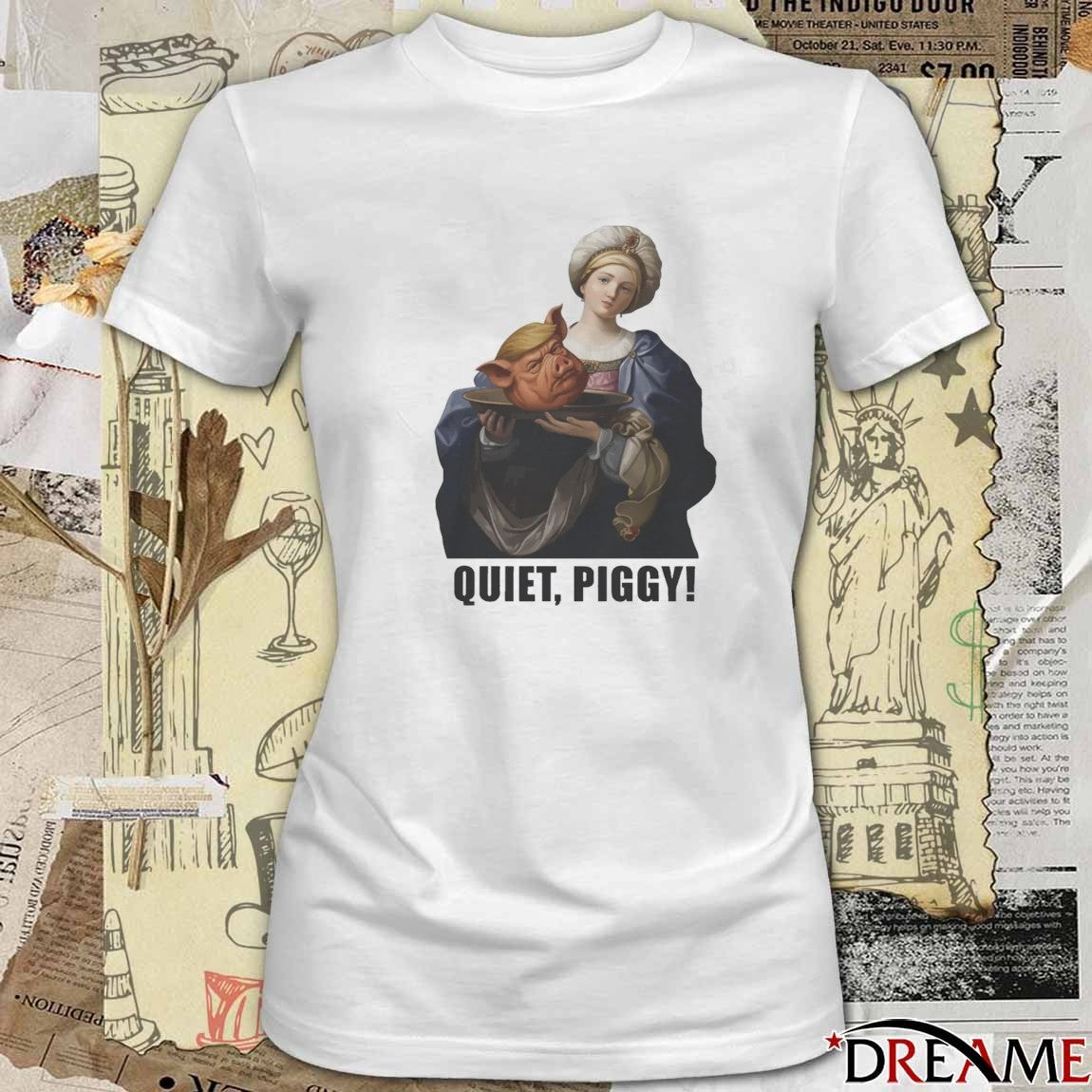 2025 Saint Holding Pig Head Anti Donald Trump Quiet Piggy t-shirt