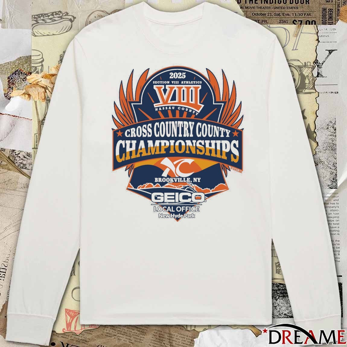 2025 Section VIII Athletics VIII Nassau County Cross Country Championships Brookville NY Local Office of New Hyde Park Logo t-shirt