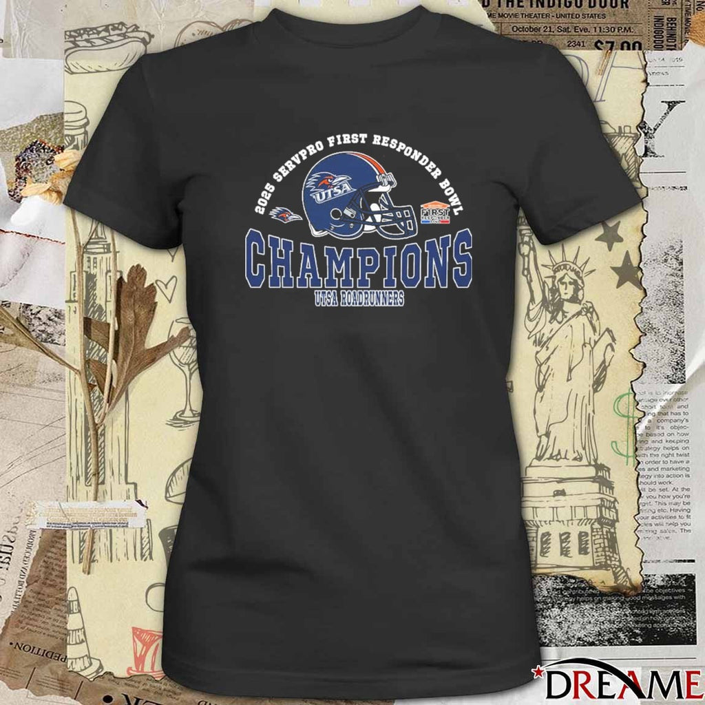 2025 Servpro First Responder Bowl Champions UTSA Roadrunners Helmets Football t-shirt