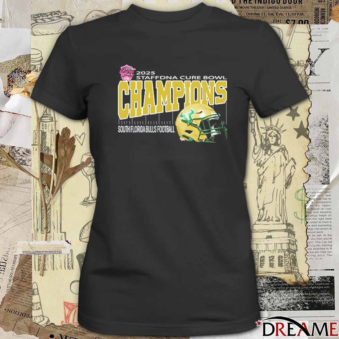 2025 Staffdna Cure Bowl South Florida Bulls Football Are Champions Helmet Camping World Stadium In Orlando Florida December 17th 2025 t-shirt