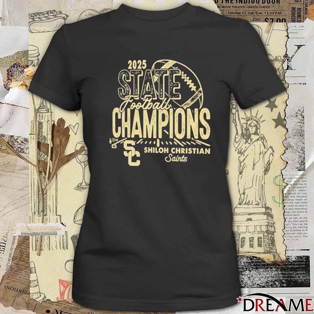 2025 State Football Champions Shiloh Christian Saints Logo t-shirt