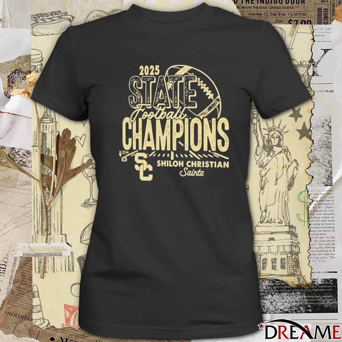 2025 State Football Champions Shiloh Christian Saints Logo t-shirt