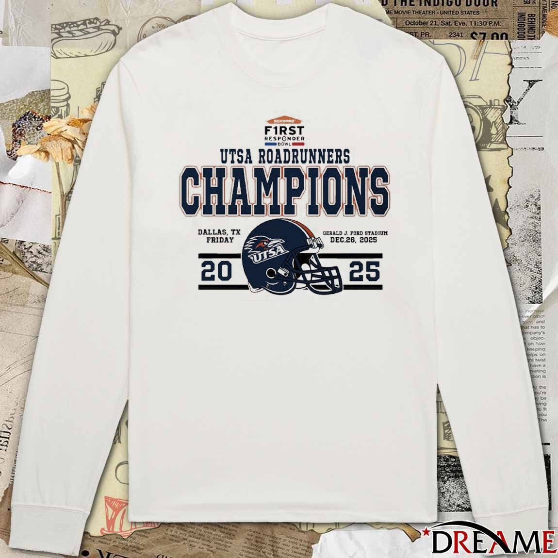 2025 UTSA Roadrunners Football Named To Champions First Responder Bowl Helmets Football t-shirt