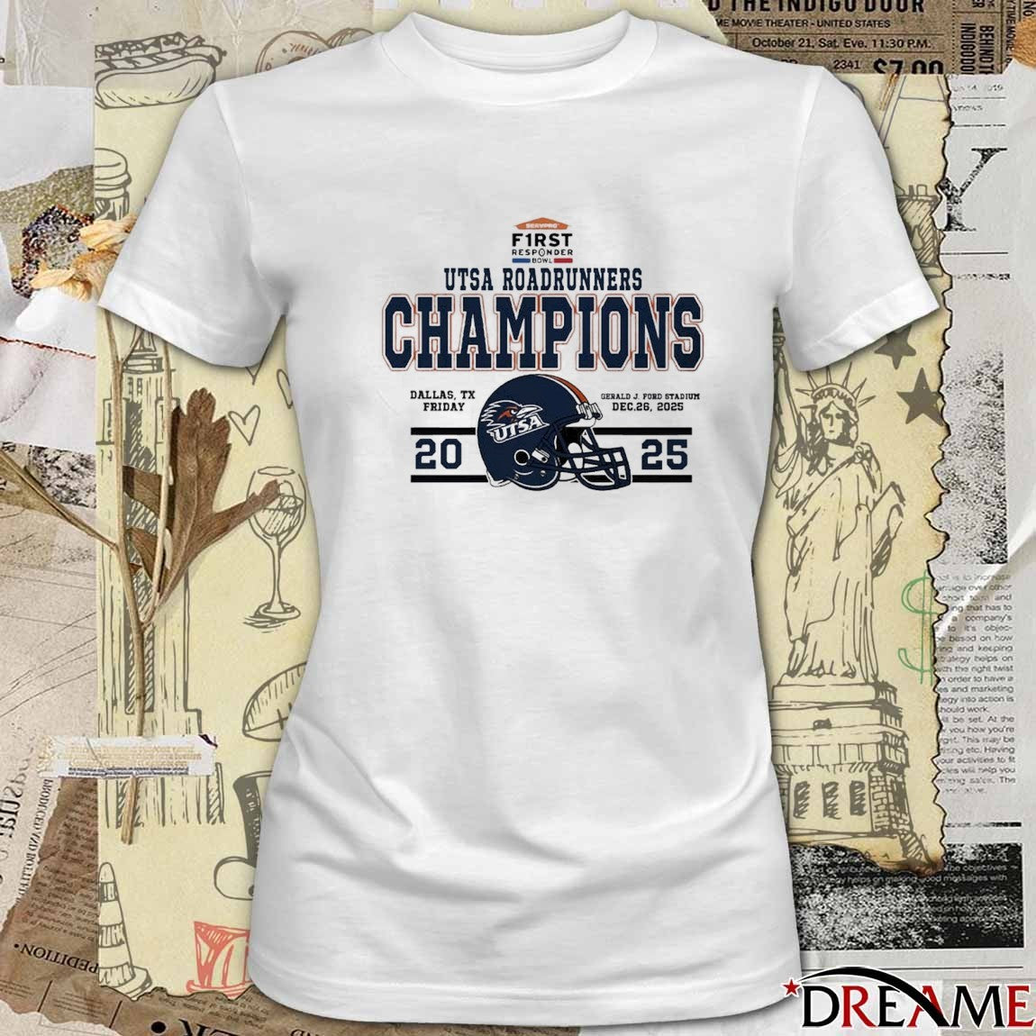 2025 UTSA Roadrunners Football Named To Champions First Responder Bowl Helmets Football t-shirt