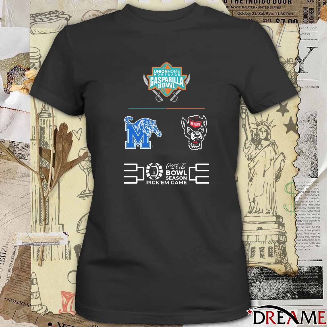 2025 Union Home Mortgage Gasparilla Bowl NC State Wolfpack Vs Memphis Tigers Logos t-shirt