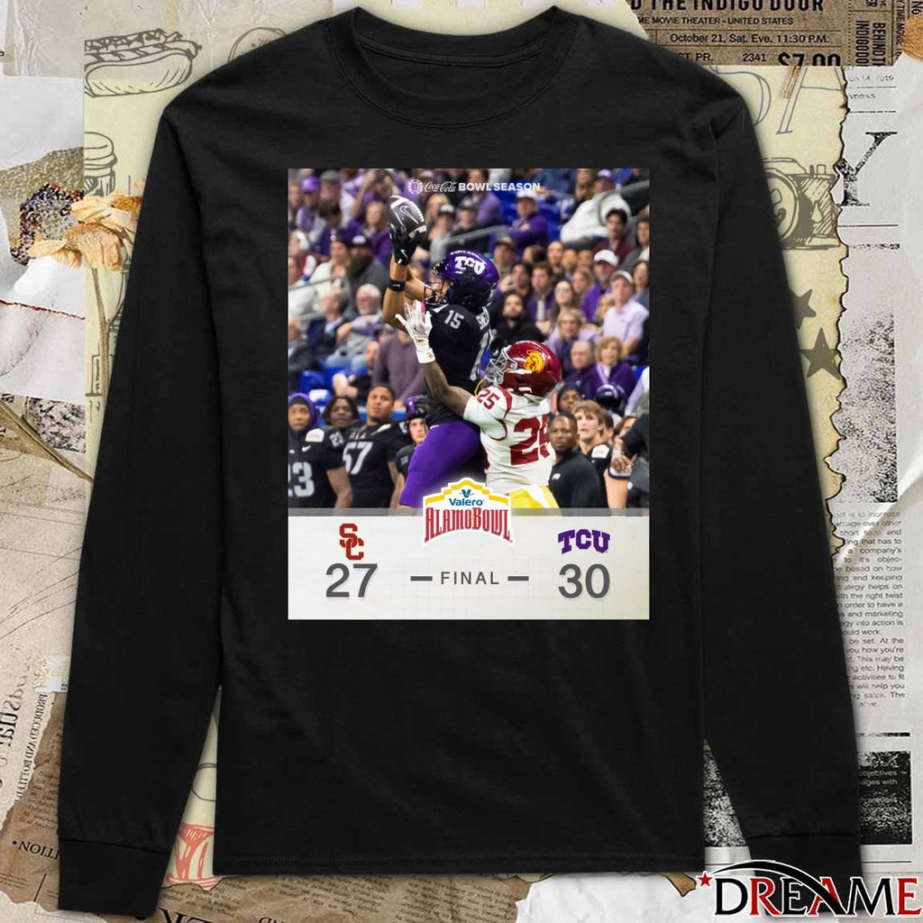 2025 Valero Alamo Bowl TCU Horned Frogs defeated USC Trojans Final Score 30 – 27 Poster t-shirt