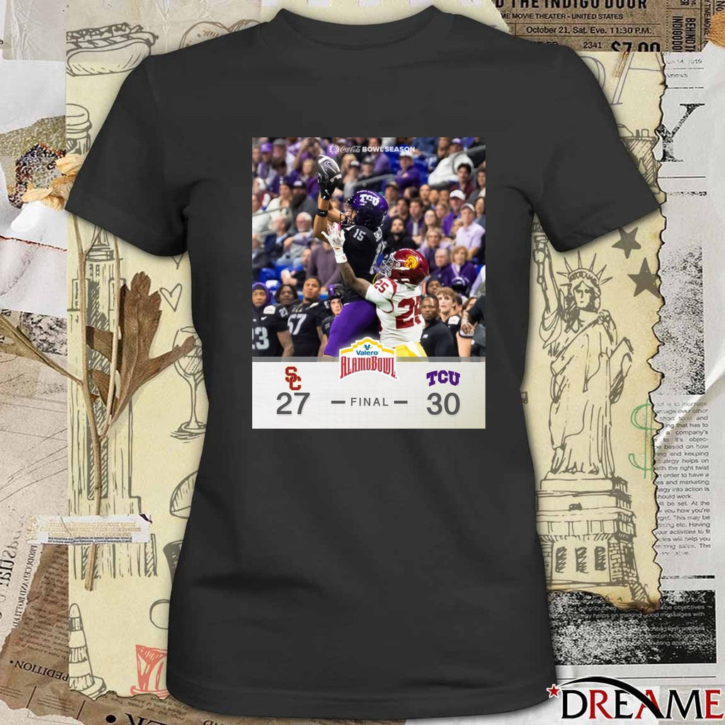 2025 Valero Alamo Bowl TCU Horned Frogs defeated USC Trojans Final Score 30 – 27 Poster t-shirt