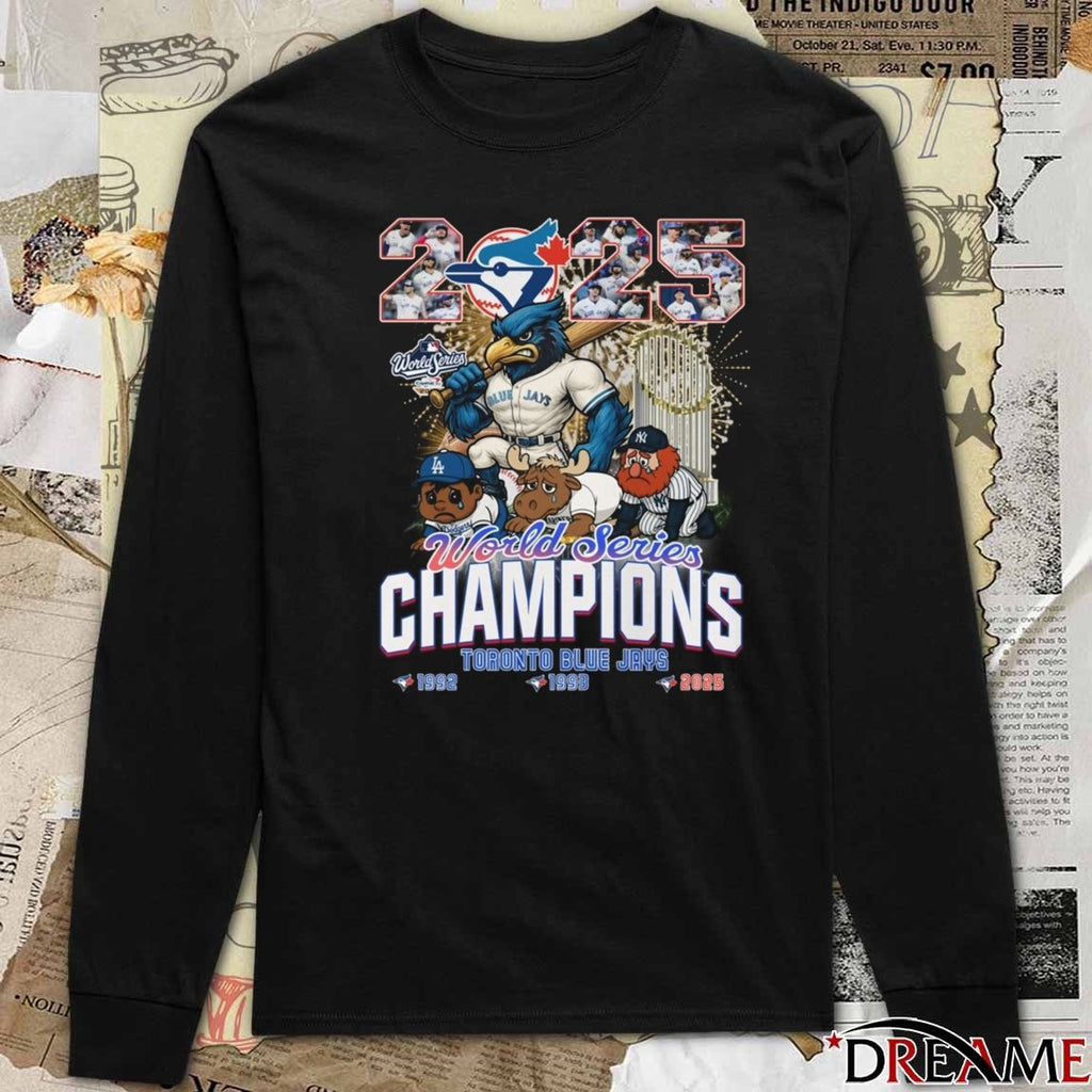 2025 World Series Champion Toronto Blue Jays MLB 1992 -2025 Mascots t-shirt