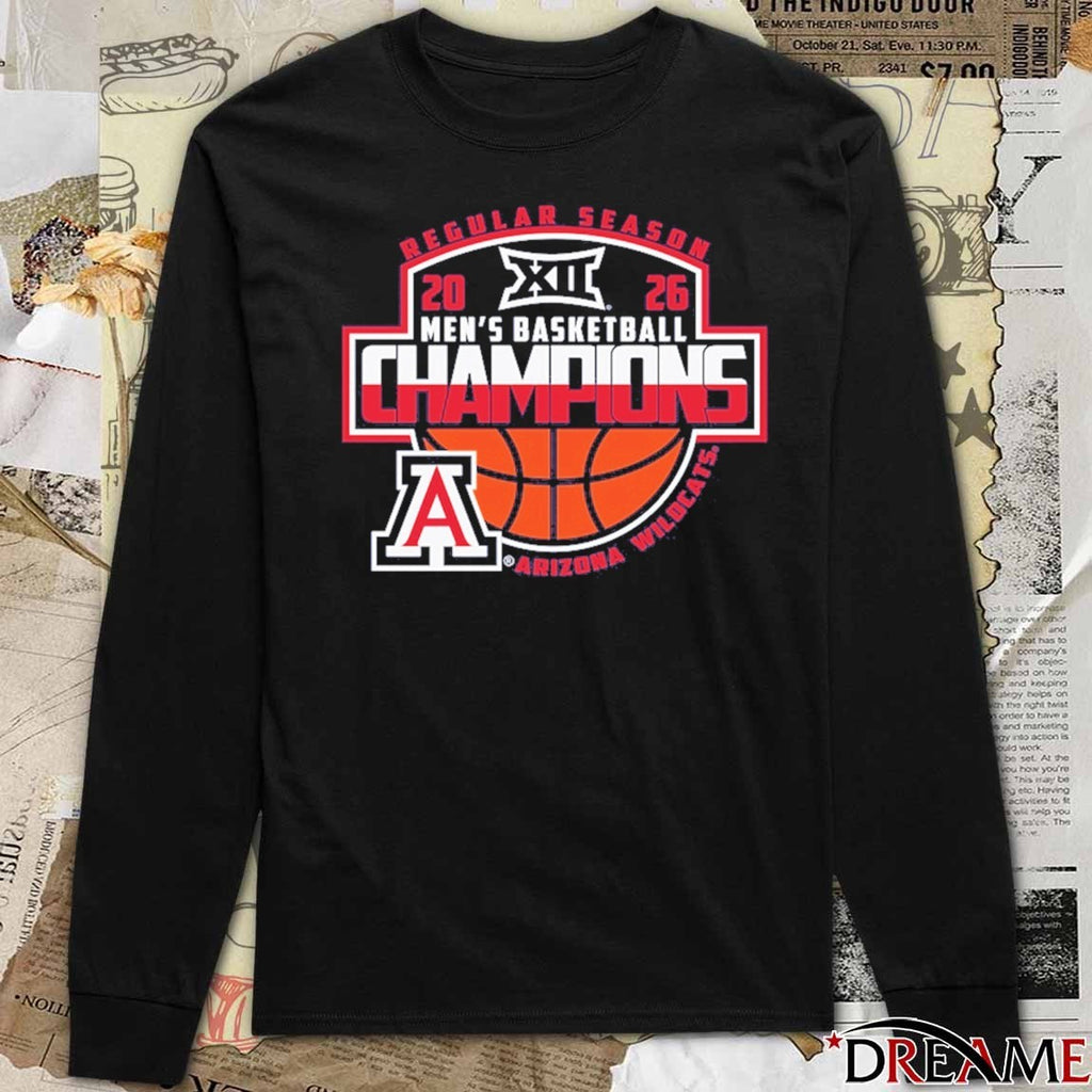 2026 Arizona Wildcats Big 12 Men’s Basketball Regular Season Champions Logos t-shirt