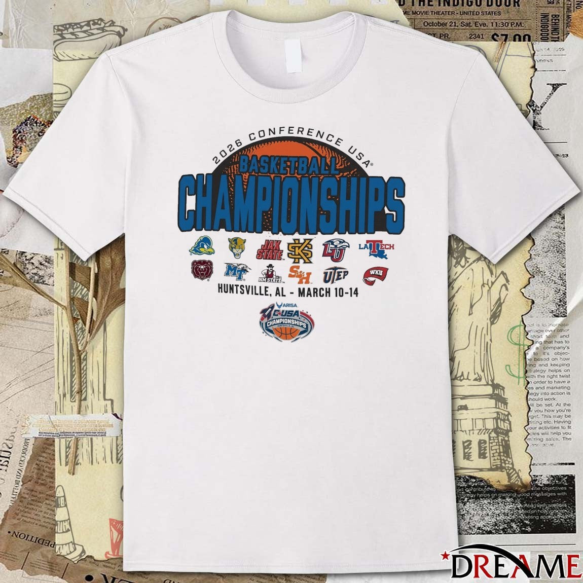 2026 Conference USA Basketball Championships March 10-14, 2026 Huntsville, AL Logos t-shirt
