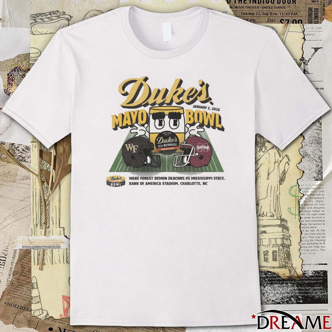 2026 Duke’s Mayo Bowl 2-Team Wake Forest Demon Deacons vs. Mississippi State Bulldogs Jan 2 Helmets t-shirt
