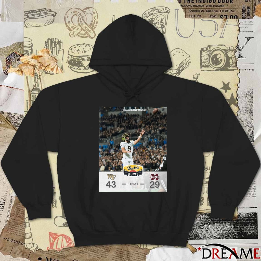 2026 Duke’s Mayo Bowl Wake Forest Defeats Mississippi State Final Score 43 – 29 Poster t-shirt