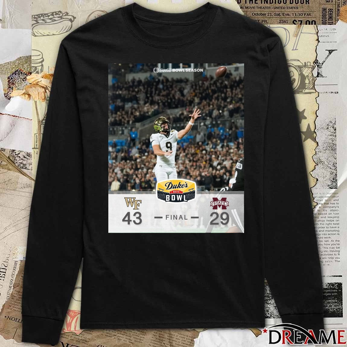 2026 Duke’s Mayo Bowl Wake Forest Defeats Mississippi State Final Score 43 – 29 Poster t-shirt