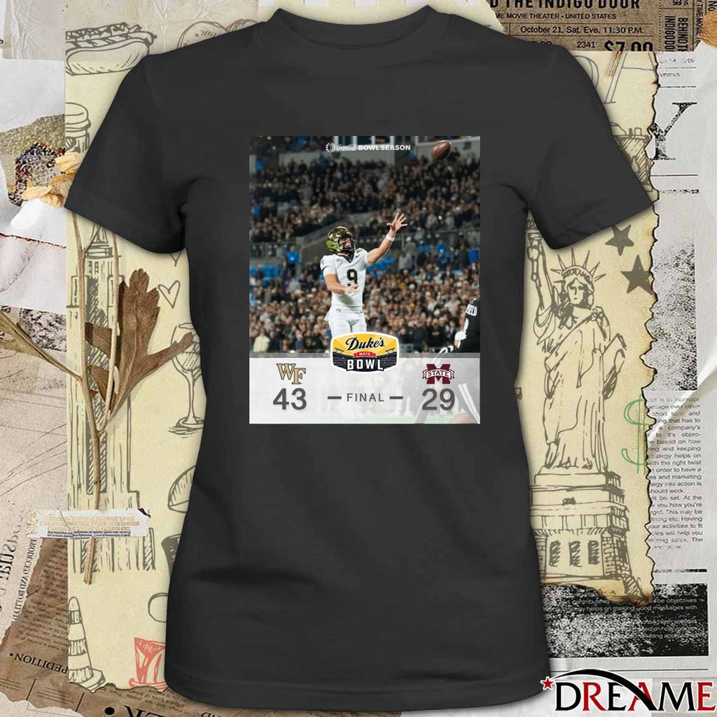2026 Duke’s Mayo Bowl Wake Forest Defeats Mississippi State Final Score 43 – 29 Poster t-shirt