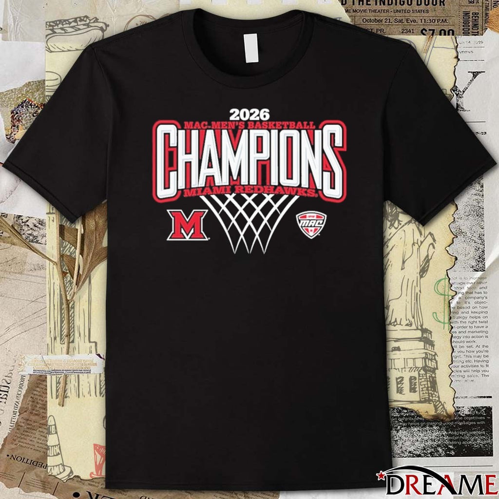 2026 MAC Men’s Basketball Regular Season Champions Miami RedHawks Black t-shirt